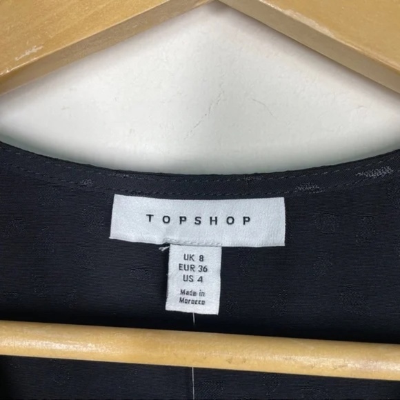 TopShop Ruched Front Jacquard Midi Dress In Black US 4 NWT - Picture 8 of 12